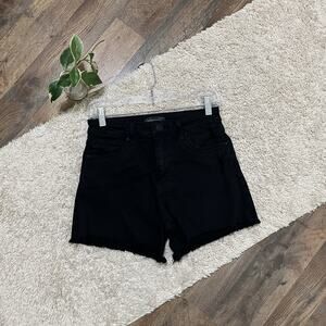 Kut From The Kloth 00 Black Raw Frayed Hem Distressed High-Rise Jane Long Shorts